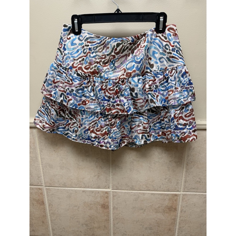 Amanda Uprichard Lavera Ruffled Skort Multicolor Abstract Print Mini Skirt M - Picture 4 of 12